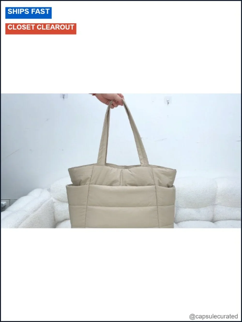 Nylon Quilted Puffer Tote Bag Work Nurse Teacher Travel Gym Tote